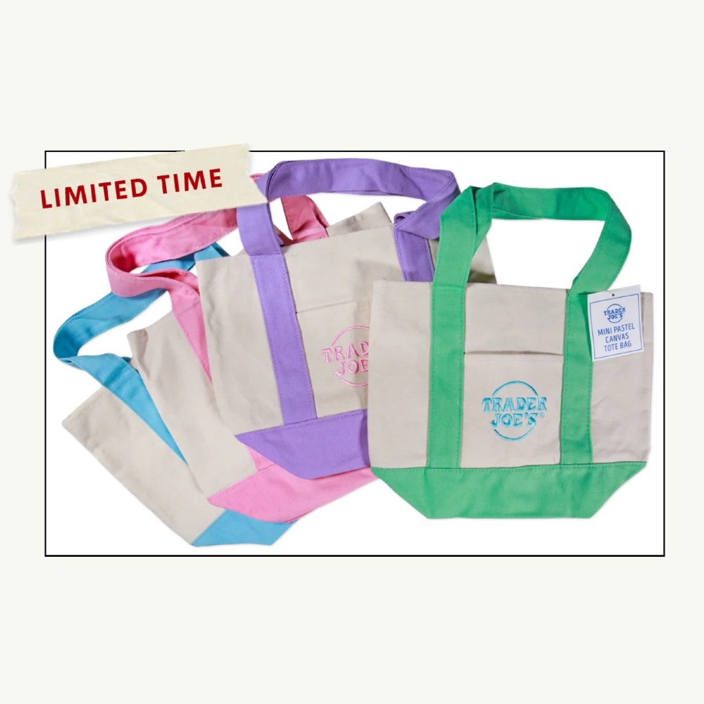 Trader Joe’s Mini Pastel Canvas Tote Bags - FULL SET (2025)